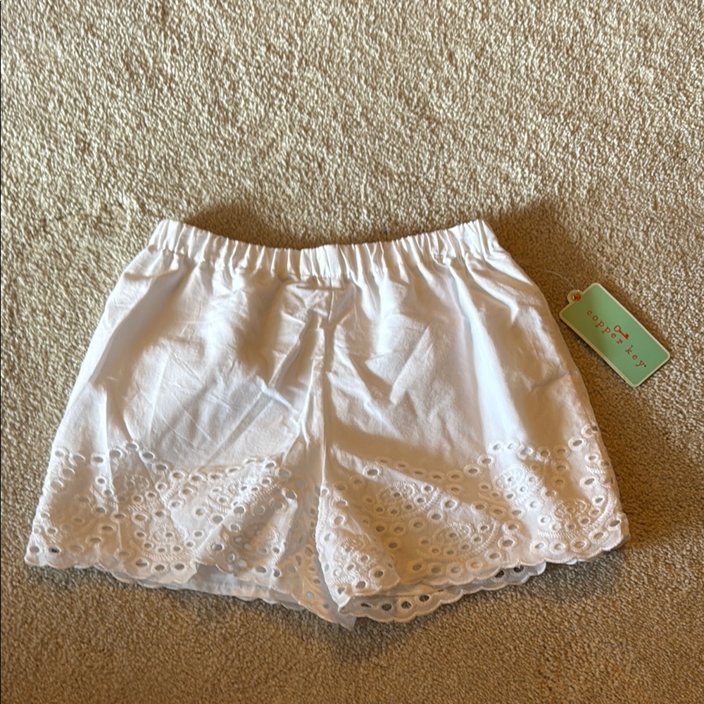 Copper Key White Eyelet Trim Shorts